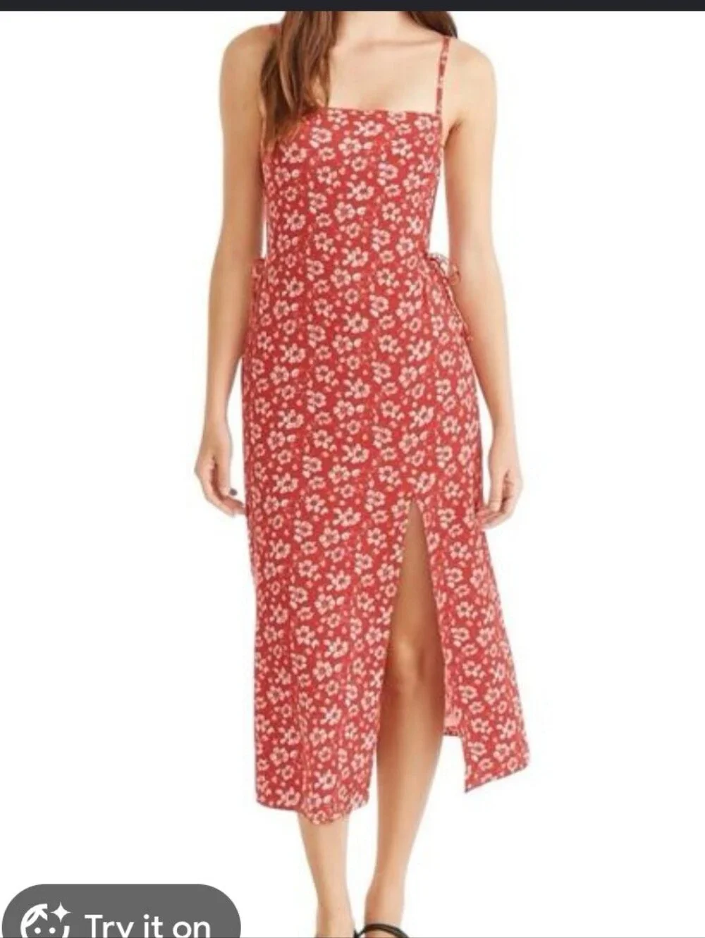 Hollister Hibiscus 🌺 Tropical Floral Red Dress Size Medium - Picture 1 of 7